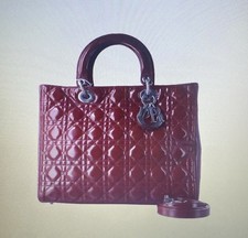 Dior Sac à main Lady Dior Rouge Cuir Vernis