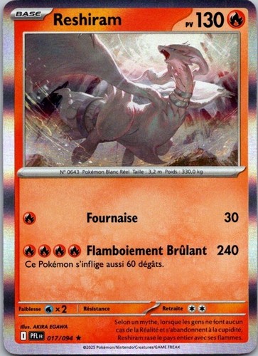 Carte pokémon reshiram - carte,