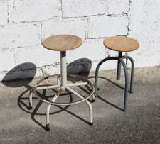 2 tabourets industriels Mid-Century - tabourets rotatifs design industriel - années 60