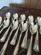 12 Cuillères à Moka Orfèvrerie Argental Manches Violonnés Métal Argenté