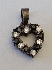Pendentif Coeur Argent Massif & Pierre à Identifier 1,3 g Bijoux Vintage