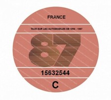 vignette 1987 intérieur pare brise CITROEN RENAULT PEUGEOT MERCEDES FIAT JAGUAR