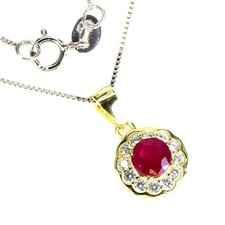 Collier En Argent Sterling 925 Rond Rd Rubis Simulé Cz 5Mm 18 Pouces