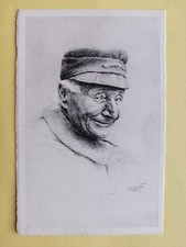 CPA Gravure Dessin Jean SCHERBECK 1929 Tête de VIEUX LORRAIN Casquette Costume