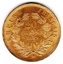 Réf.297708981702 - Pièce 20 Francs Or - Napoléon III - Tête nue 1859A