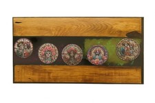 Table basse artisanale en chêne – Motifs mexicains "Día de los Muertos"60x30 