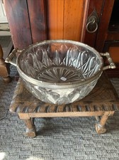 Magnifique Corbeille à Fruit Saladier en Verre Cerclage En Métal H 10 x D 22 cm