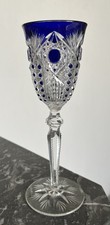 Très Rare Verre Römer  En  Cristal Taillé De Baccarat Doublé Bleu 21,5 Cm