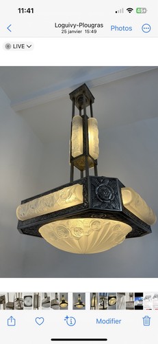 Lustre art deco signé - lustre,