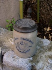 Pichet Bock Chope Bière Alsacien Grès étain Bayer Staatsbrauerei VINTAGE