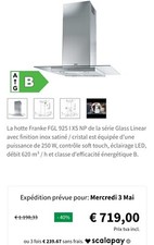 hotte aspirante Franke charbon et plateau neuf