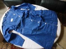 B13/ ANCIENNE BLOUSE ECOLIER TABLIER ENFANT fille ECOLE ANNEES  60 coton bleu