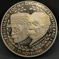 MEDAILLE 41mm FOCH CLEMENCEAU 11 NOVEMBRE 1918 1998 / SANS CAPSULE