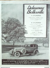Publicite Auto Delaunay Belleville 1929