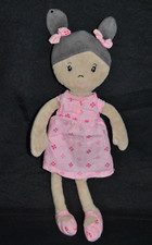 ?Doudou Poupée OBAIBI OKAIDI Fille Chiffon Robe Rose Imprimé 30 Cm TTBE