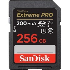 Carte Mémoire SD 256 Go / Gb SanDisk Extreme PRO SDXC UHS-I Classe 10 V30 200 Mo