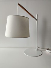 Lampe de table bureau chevet - Blanc Bois Abat Jour Boisé Moderne Scandinave