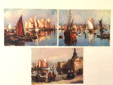 Lot  3  Cartes Postales   Tableaux   CONCARNEAU   Peinture  Yvon  Postcard     