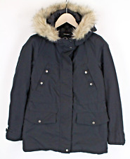 Vero Moda Veste Femmes XS Fausse Fourrure Noir Doublé à Capuche Long Parka Zip