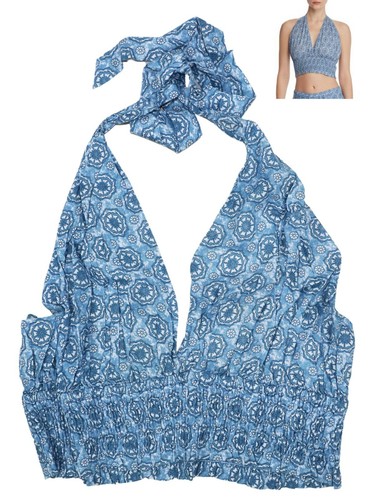 Aqua medallion print smocked - aqua,