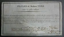 Pilules VIALA contre les pâles couleurs.Médecin Genève.Suisse.Ephémere XIXe S.