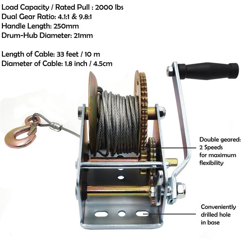 907kg main winch acier câble - 907kg,