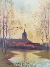 Ancienne Huile Paysage Post-impressionniste Entourage GALIEN-LALOUE (1854-1941)