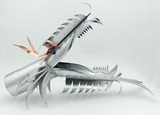 Gargouille dragon en zinc naturel – Ornement de toiture artisanal français