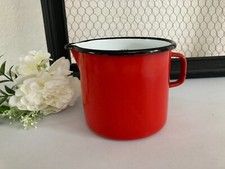 225⚜️ Ancien Broc Pichet en Tôle Émaillé Couleur Rouge Hauteur 11,5 Cm Vintage