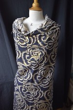 KENZO.Merveilleux jacquard grand motif floral noir rose poudre nude lamé or.2M65