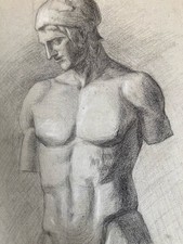 tres beau dessin fusain XIXe