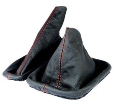 Soufflet Et Manchon Frein à Main Convient pour BMW E30 5er 100% Cuir Fil Rouge