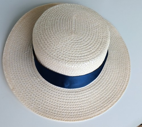 Canotier blanc crème avec - canotier,