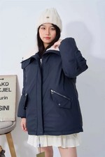 Doudoune Bleu Marine Avec Col