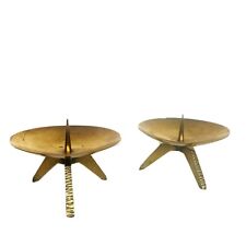 SUPERBE PAIRE DE BOUGEOIR TRIPODE BRUTALISTE SCANDINAVE VINTAGE LAITON &  BRONZE