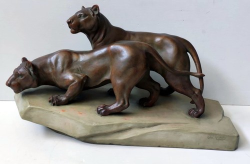 Statue sculpture lionnes - statue, 2