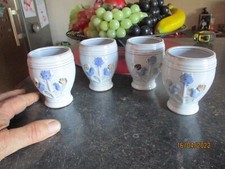 4 Fins Petits Pots Faïence Décor Aux Oiseaux sur la Fleur :Terre cuite Vernissée