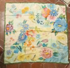 Foulard scarf carré Deschamps Nicolas Fleur Flower Peint Main Soie Naturelle 