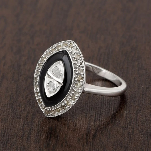 Bague émail noir - noir, style
