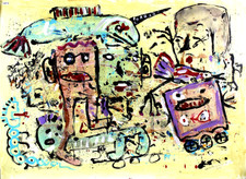 Art brut , singulier tableau peinture VANHONSEBROUCK