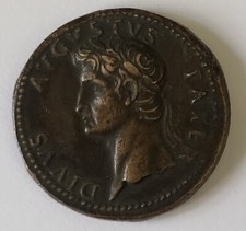 Italie Monnaie en Bronze Padouan IMP Auguste Avec Couronne de Chêne