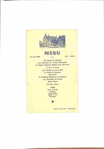 Menu ancien hôtel - menu, de