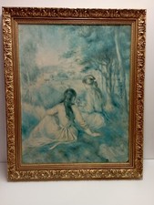 Tableau ancien reproduction de la scène Dans le prés , style Renoir