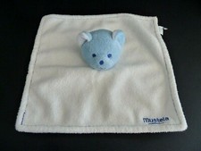 *. DOUDOU PLAT MUSTI DE MUSTELA OURS BLANC BLEU POLAIRE EXCELLENT ETAT