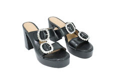 MAJE Chaussures Femme EU 39 / UK 6 En Cuir Avec Boucle En Cristal Mules À Talons