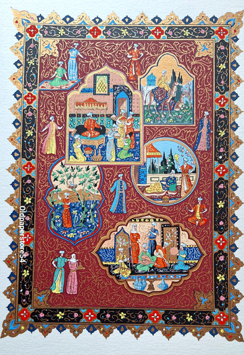 Gravure enluminure polychrome