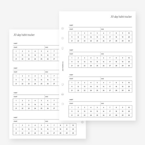 Day habit tracker insert - 30,