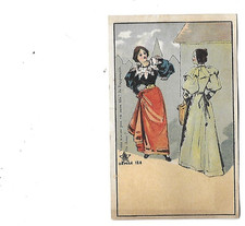 Chromo ancien carte énigme JEU DEVINETTE où est ... ? H. 11 cms dames