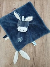 Doudou plat âne cheval bleu