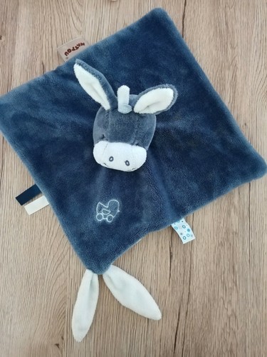 Doudou plat âne cheval bleu